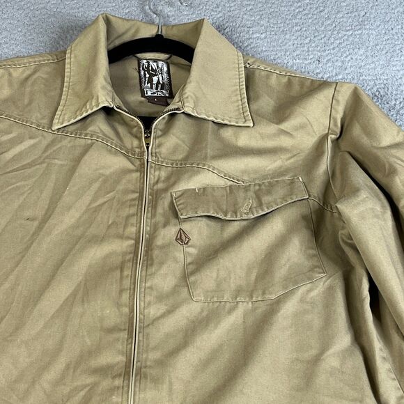 Volcom Stone Boardwear Jacket Mens Large Tan Khaki Streetwear Barn Garage Coat - Picture 4 of 12